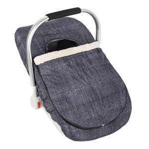 The Peanutshell Seasonal Car Seat Cover, Herringbone Print, Gray/Black - 1 of 4