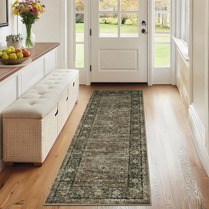 Area Rugs for Living Room Bedroom Vintage Floral Washable Rug Soft Non-Slip Low Pile Indoor Rugs - 1 of 4