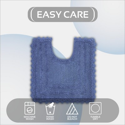 Lilly Blue Cotton Crochet Reversible Bath Rug