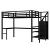 TIRAMISUBEST Twin XL/Full/Full XL/Queen Size Loft Bed w/ L-shaped Desk & USB, Metal Loft Bed with Wardrobe & Adjustable Shelf, High Loft Bed with LED - 3 of 4