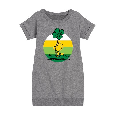 - Peanuts - Woodstock Shamrock Graphic Short Sleeve Fleece Dress