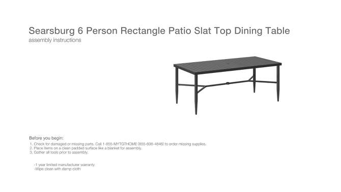Searsburg Aluminum 6 Person Rectangle Slat Top Patio Dining Table, Outdoor Furniture - Black - Threshold&#8482;, 2 of 7, play video