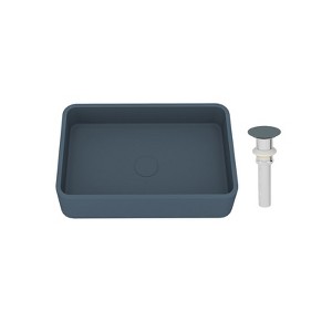 CASAINC 19'' Rectangular Concrete Bathroom Vessel Sink with Drainer, Blue Ashes - 1 of 4