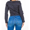 Women's Chic Off Shoulder Lace Up Denim Jacket - American Bazi - 3 of 4