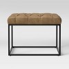 Trubeck Tufted Metal Base Ottoman Faux Leather Brown - Threshold™: Padded Footstool, No Assembly Required - 2 of 4