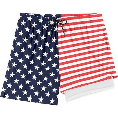 COOFANDY Men Swim Trunk with Compression Liner 2 in 1 Swimwear Bathing Suit Quick Dry Board Short Black Plam Leaf M — фото 6