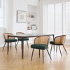 Bekrvio Rattan Dining Chairs - Cane Back & Curved Arm,Boucle Fabric Upholstered, Mid Century Modern Kitchen Chairs for Living Room - 2 of 4