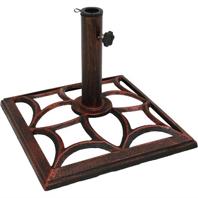 Sunnydaze Outdoor Heavy-Duty Cast Iron Contemporary Curved Design Patio Yard Square Umbrella Base Stand - 16" - Bronze