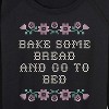 Women's - Instant Message - Bake Bread Go Bed Lightweight French Terry Wide Neck Long Sleeve Graphic Shirt - 2 of 4