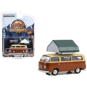 1978 Volkswagen Type 2 (T2B) Van Panama Brown and Dakota Beige w/White Interior and Cartop 1/64 Diecast Model Car by Greenlight - 1 of 3