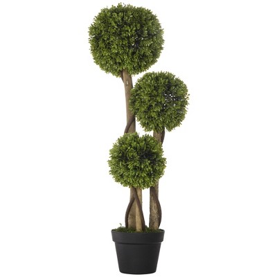 SKRAN Artificial 3 Ball Boxwood Topiary Tree  for Home Decor Indoor & Outdoor Artificial Tree in Pot,for Home Office,Living Room Decor