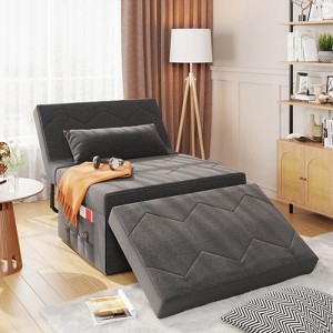 4 in 1 Sleeper Chair, Convertible Sleeper Sofa with Ottoman, Adjustable Backrest - 1 of 4