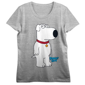 Family Guy Brian Griffin Crew Neck Short Sleeve Gray Heather Women's T-shirt - 1 of 2