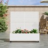 Lirago 4 ft. H x 4 ft. W Metal Planter Box privacy screen Garden Bed with Trellis and Wheels - White - 3 of 4