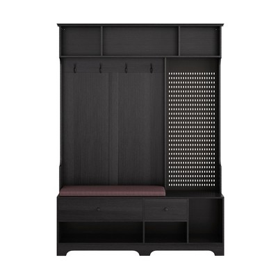 NicBex 57 inch Hall Tree for Hallway,Modern Coat Rack with Storage Shelves and Pegboard,Entryway Furniture for Hallway,Living Room,Bedroom