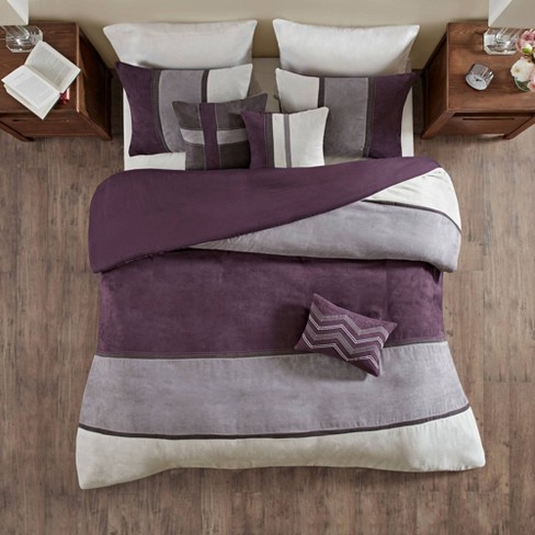 Overland Full Queen 6pc Faux Suede Duvet Cover Set Purple Target