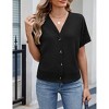 Women Button Casual Cardigan Sweater Loose Classic Short Sleeve Top T-Shirt Spring Summer - 3 of 4