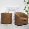 KINWELL 29" Wide Tufted PU Leather Swivel Barrel Chair (Set of 2) - 4 of 4