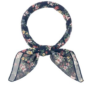 Elerevyo Women's Floral Chiffon Lightweight Skinny Neck Scarf Neckerchief - 1 of 4