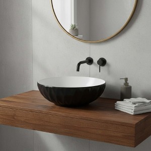 16" Round Ceramic Vessel Bathroom Sink – Modern Textured Bowl Design - 1 of 4