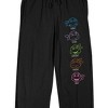 TMNT Classic Retro Cartoon Neon Character Heads Men's Black Sleep Pajama Pants - 2 of 4