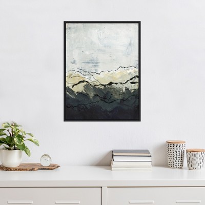 Winter Mountains Abstract Landscape Canvas Print with Black Frame 18 x 24 Inches