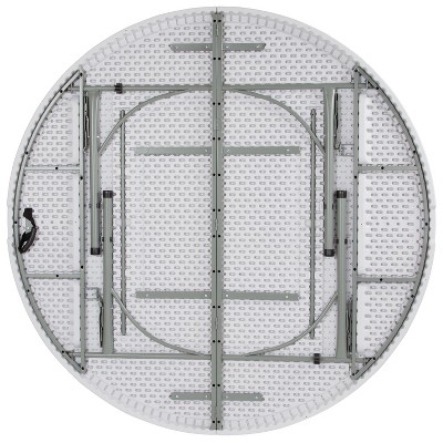 70.9" Round Gray Metal Folding Table with Powder Coated Legs