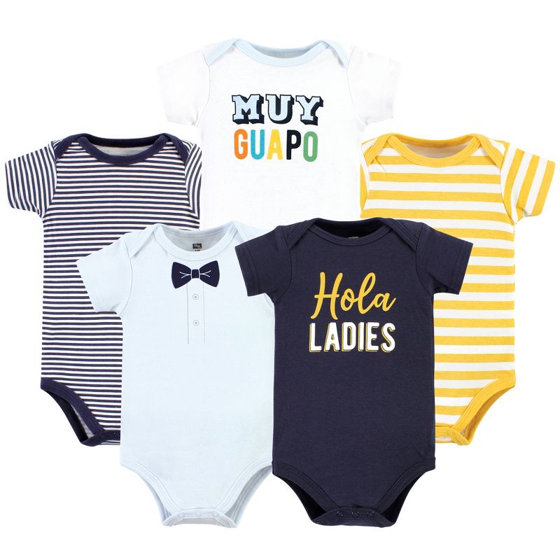 Hudson Baby Infant Boy Cotton Bodysuits, Hola Ladies 5-Pack, 1 of 8