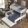 Okak Twin over Twin Solid Wood Pull-out Bunk Bed with Trundle Loft Bunk Bed with Ladder & Safety Guardrail for Student Dorms Guest Rooms, White - 3 of 4