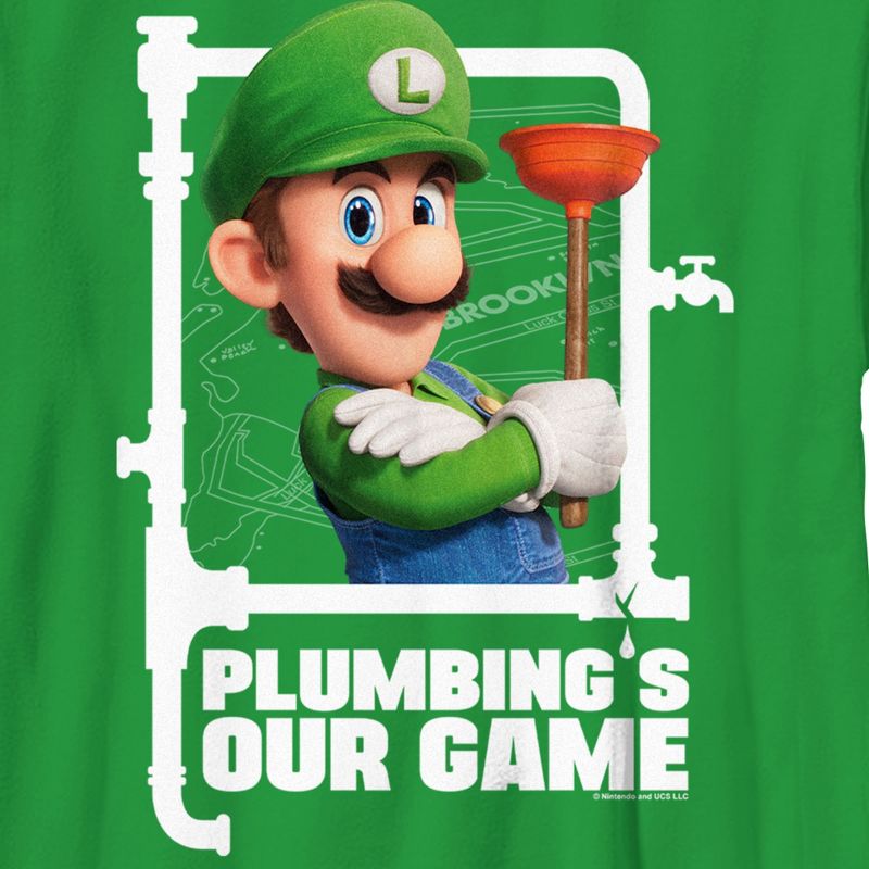 Boy's The Super Mario Bros. Movie Luigi Plumbing's Our Game T-Shirt, 2 of 5