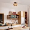 Fitz 1-Light Black Flush Mount Ceiling Light with Rattan Shade - Globe Electric: ETL Listed, Oval, Cozy Ambiance - 4 of 4