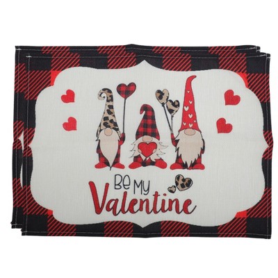 Unique Bargains Christmas Place Mats Linen Red Black White 13 " x 17.7 " 2 Pcs