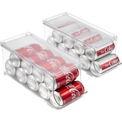 Sorbus Clear Plastic Soda Can Organizer with Lid - Holds 9 Cans Each