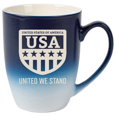 100 North United States of America 10 Ounce Navy Blue and White Two Toned Ombre, Comfortably Fits Your Hands, Ceramic Tea Coffee Cup Mug, USA United