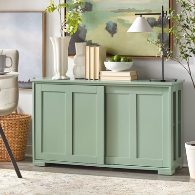 Mint Green Freestanding Office Cabinet with Adjustable Shelving