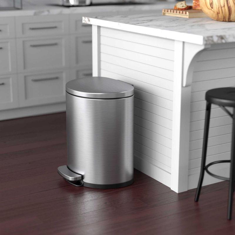 iTouchless Step Pedal Kitchen Trash Can with AbsorbX Odor Filter and Removable Inner Bucket 5 Gallon Semi-Round Stainless Steel, 3 of 8