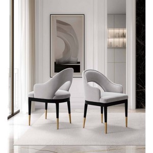 Manhattan Comfort Set of 2 Carrington Modern Velvet Upholstered Dining Armchairs - 1 of 4