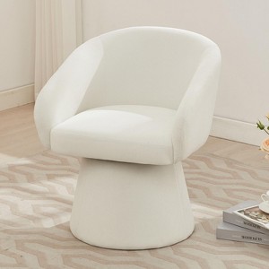PAGED Modern Swivel Accent Chair, Fabric Barrel Club Chair with Nailhead Trims, Living Room Chair for Bedroom, No Assembly Required - 1 of 4
