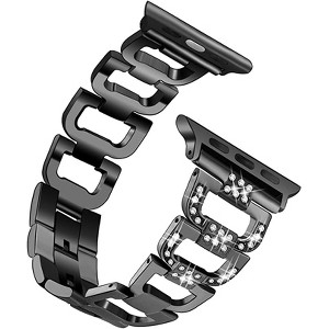 Worryfree Gadgets Metal Band with Bling Rhinestone for Apple Watch 38/40/41mm 42/44/45mm iWatch Band Series 8 7 6 5 4 3 2 1 & SE - 1 of 4