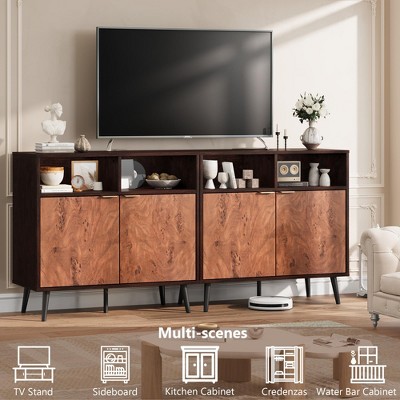 Set of 2 Buffet Cabinet with Drawers, 31.5'' Large Sideboard Buffet Storage Cabinet with Shelves and Doors, Coffee Station Cabinet with Metal Handle