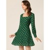 Allegra K Women's Vintage Square Neck Long Puff Sleeve Metallic Dots Print A-Line Dress - image 3 of 4