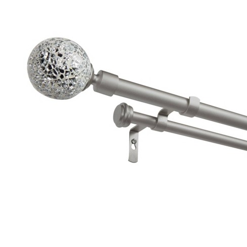 White Mosaic Dr Window Curtain Rod, Target Curtain Rods Silver