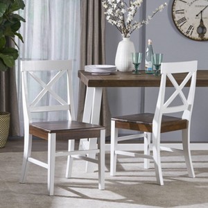 Set of 2 Roshan Farmhouse Acacia Dining Chair - Christopher Knight Home - 1 of 4