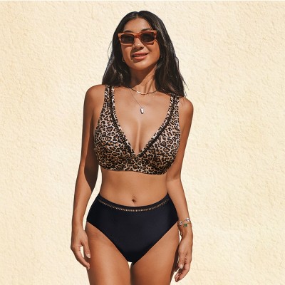 Women's Leopard Print High-Rise Bikini Set - Cupshe