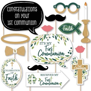 Big Dot of Happiness First Communion Elegant Cross - Religious Party Photo Booth Props Kit - 20 Count - 1 of 4
