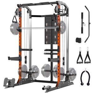 Power Cage, Power Rack with Dual Independent Pulley System,2000LB Capacity Workout Cage with Adjustable Cable Crossover System and Training Attachment - 1 of 4