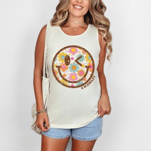 Simply Sage Market S.W.Smiley Groovy Floral Outline Garment Dyed Tank - 1 of 3