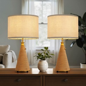 KAISITE Metal Table Lamp Set of 2 with Fabric Shade for Bedroom & Living Room - 1 of 4