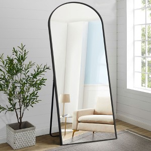 31 in W x 71 in H Black Frame Arch Aluminum Alloy Full Length Mirror Freestanding Mirror - 1 of 4