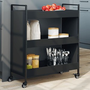 vidaXL Kitchen Trolley Black 27.6 in.x11.8 in.x32.3 in. Engineered Wood - 1 of 4